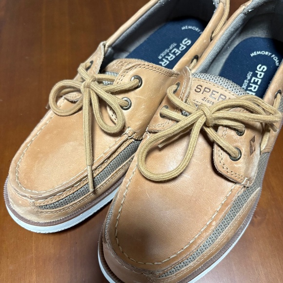 Sperry Men's Authentic Original 2-Eye Boat Shoes Leather/Mesh Tan | Size 10 - Picture 1 of 8